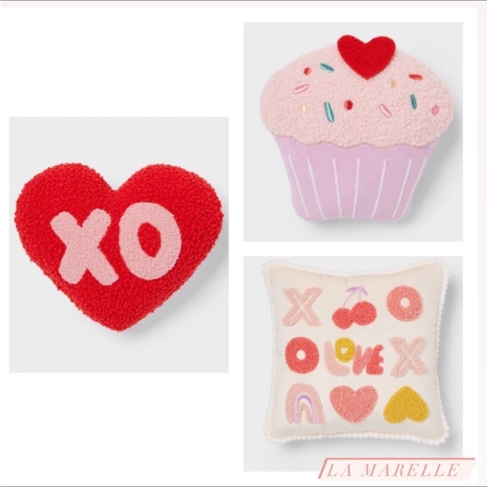 Set 3 | Cupcake, XO Square & Heart XO Love Valentine's Day Pillows - Spritz